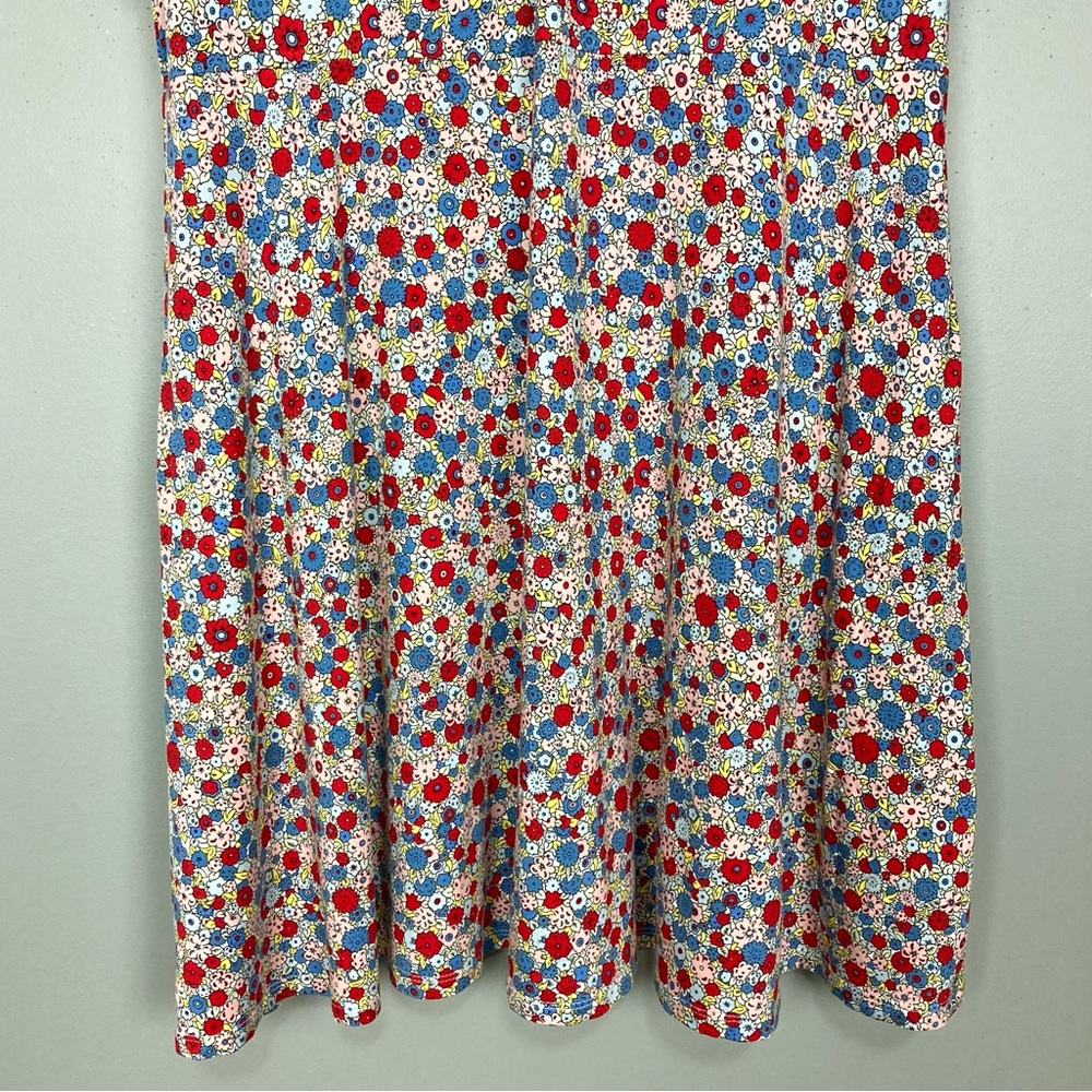 Boden V-Neck Jersey Dress Women’s Size 16 Riviera Blue Floral Stretch Knit Retro - Picture 7 of 12